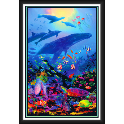 ACHETER DE L'ART POUR MOINS Officiellement sous licence Oceanic - Affiche non encadrée Blacklight - Affiche d'art encadrée - 24 x 36 pouces - Cadre en bois d'ingénierie robuste avec verre plexi - prêt à être accroché
