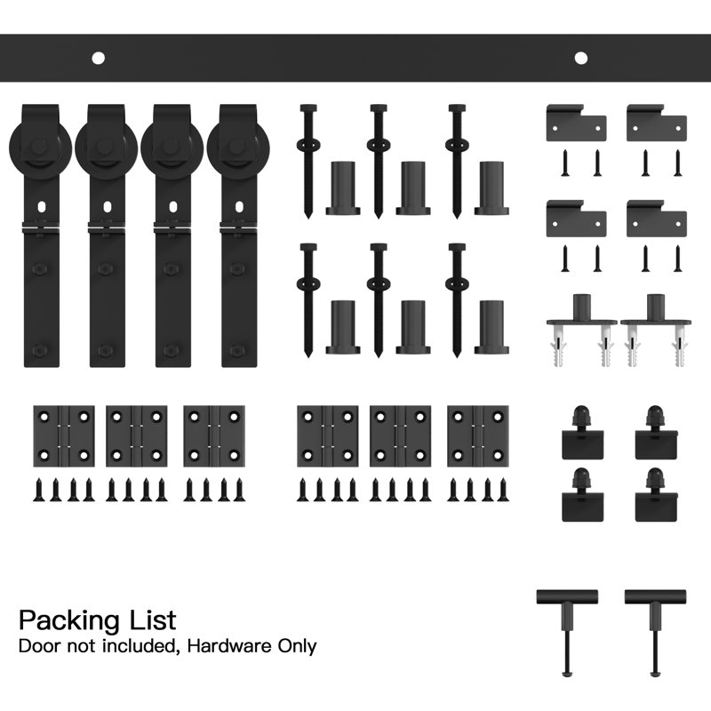 52 In Double Bifold Sliding Barn Door Hardware Kit For Closet Doors, 68 po