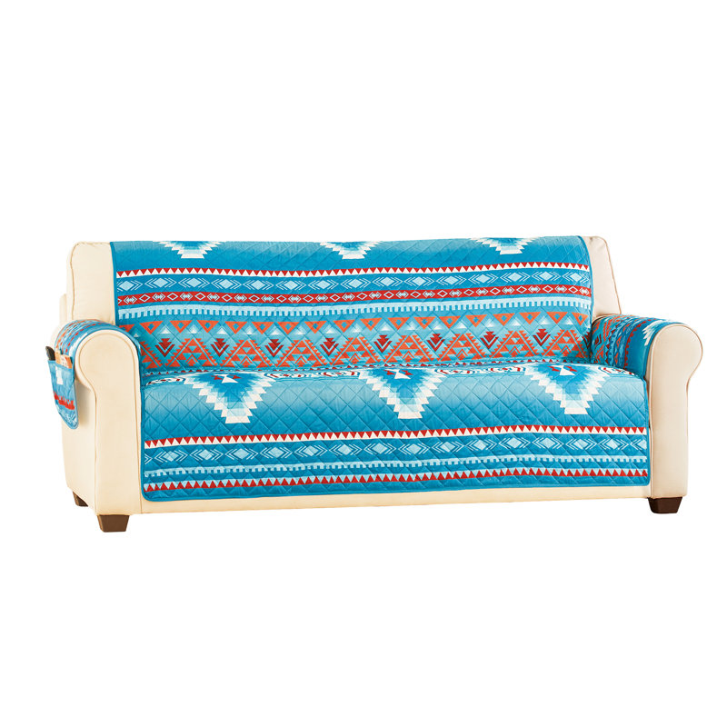 Housse pour canapé à coussins carrés/rectangulaires, Polyester bleu