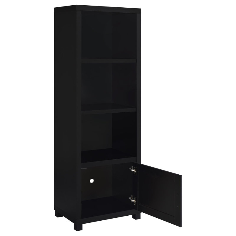 Sandlin Black 3-Shelf Engineered Wood Media Tower, Black