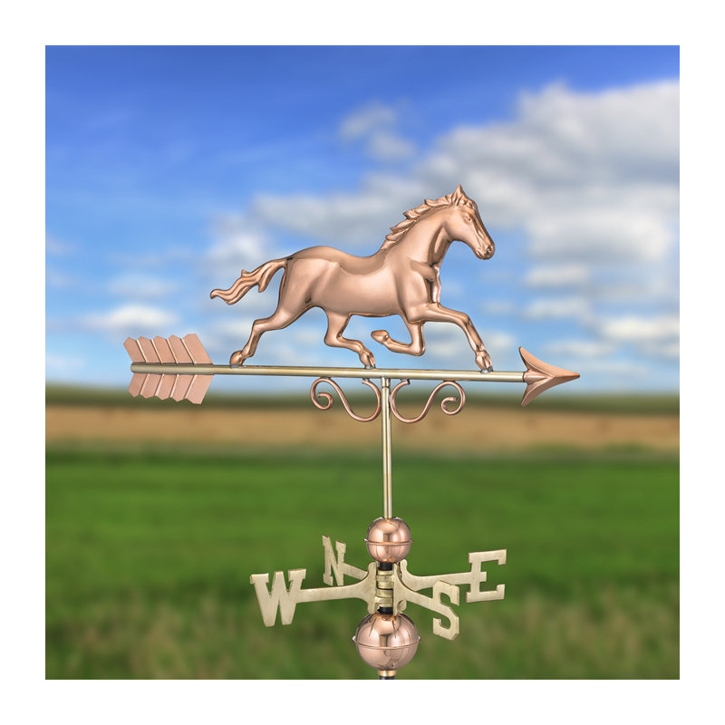 Girouette de cheval galloping, Cuivre poli