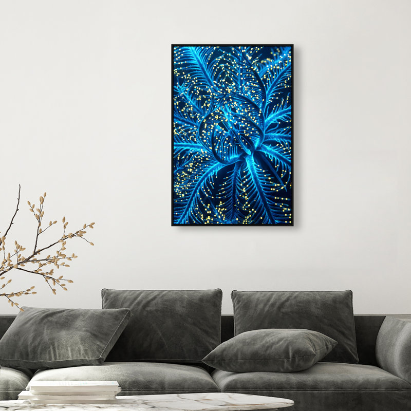 Neon Bloom Print by Oliver Gal, 31"H x 21"W, Black Floater Frame