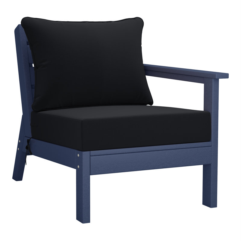 Deep Seating Set With Cushions, Navy Blue, Black