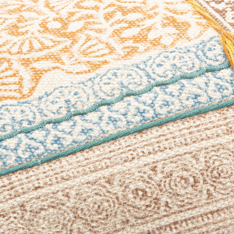 Sanga Multicolor Cotton and Viscose Bohemian Throw Pillow