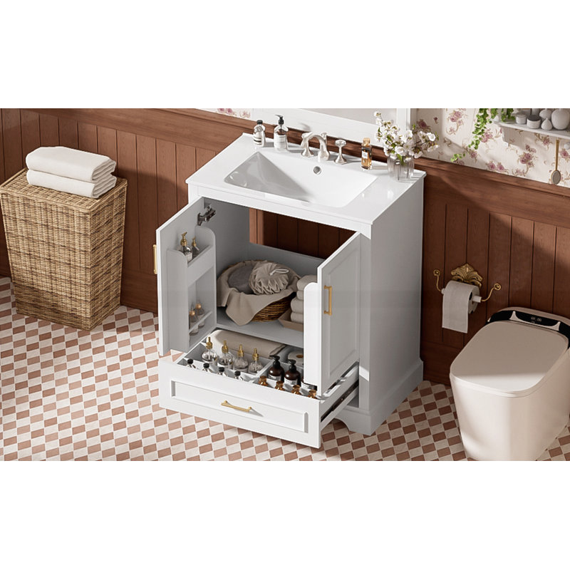 Meuble-lavabo 30 po avec lavabo, 30", Blanc