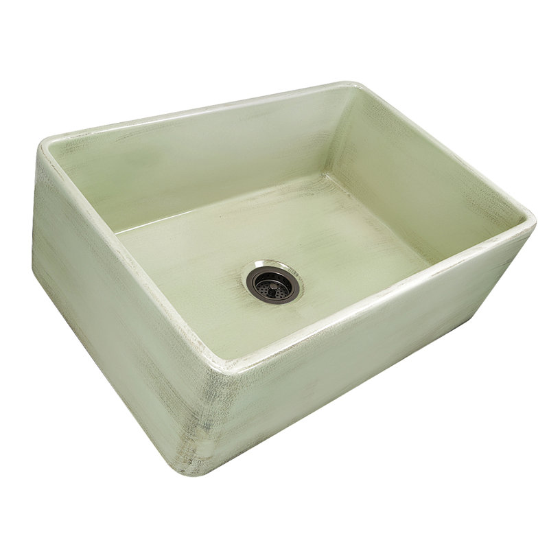 Vineyard Fireclay 29.75" L x 19.75" W Farmhouse Kitchen Sink, Shabby Green