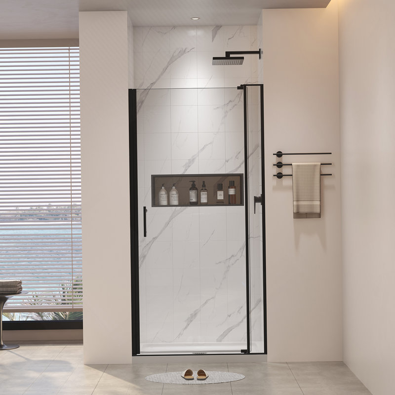 Porte de douche pivotante universelle à gauche et à droite, Noir mat