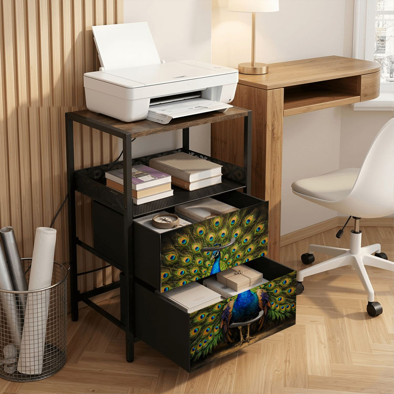 Table de chevet 2 tiroirs avec station de charge, table de chevet de chambre à coucher avec ports USB et prises USB