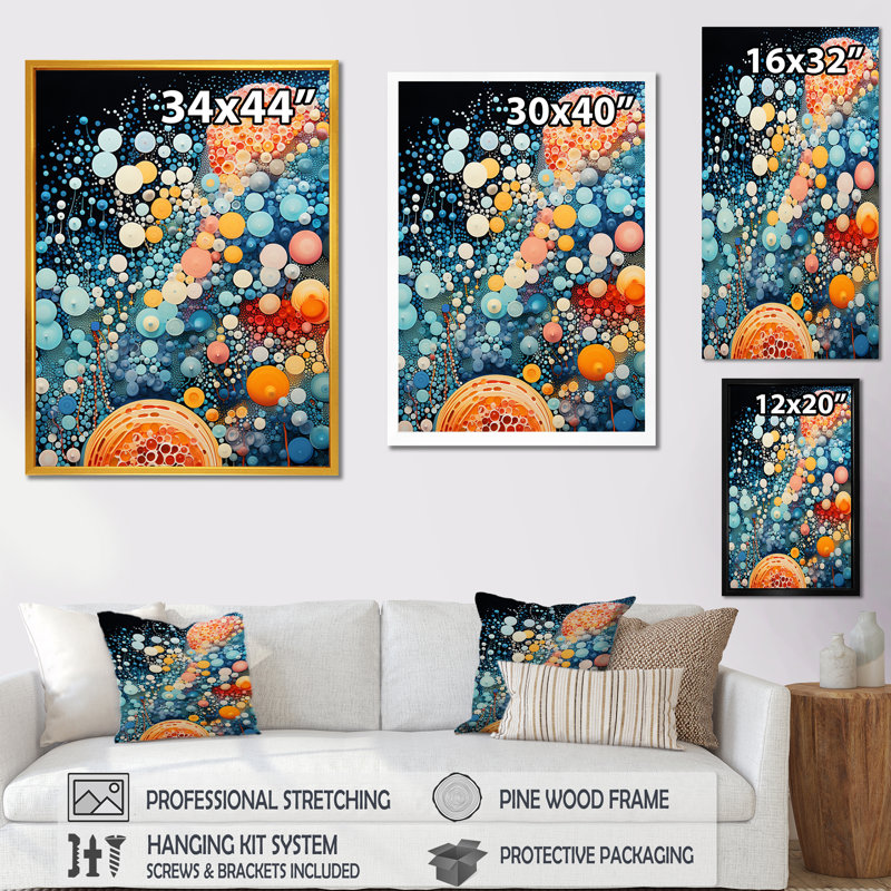 «Colorful Ink River Microscopic Fantasia 4 - Abstract Shapes», art mural, Cadre simple noir, H 40 po x l 30 po x P 1,5 po
