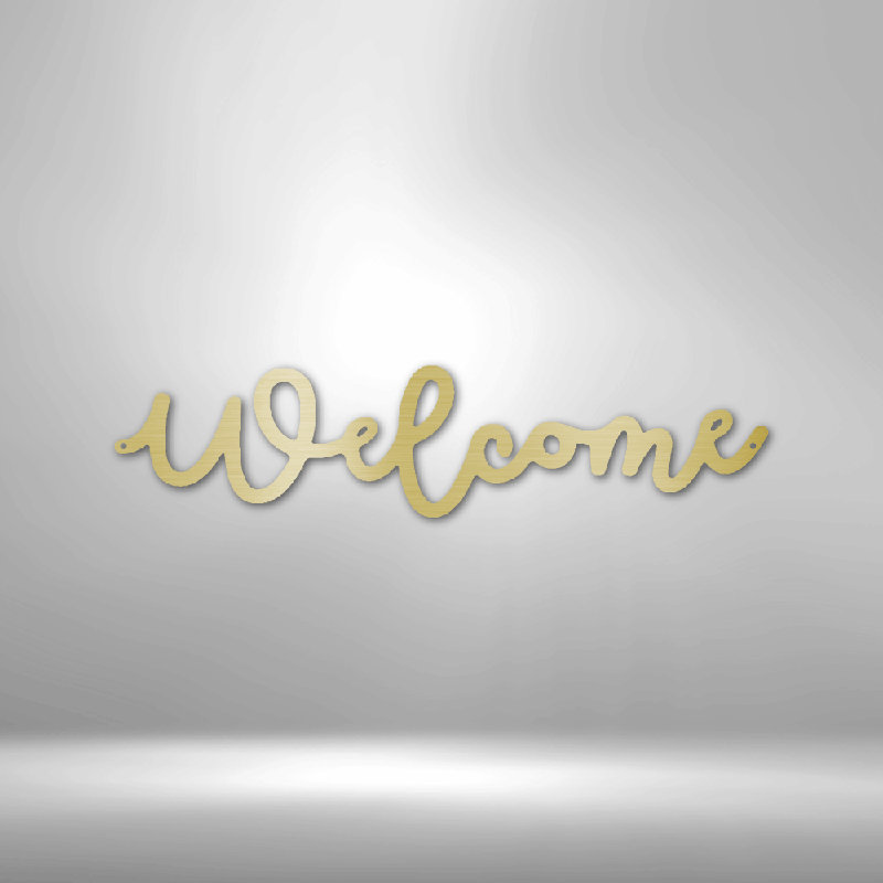 Panneau mural en métal Welcome Script, Doré, H 14,25 po x l 14,5 po x P 0,5 po