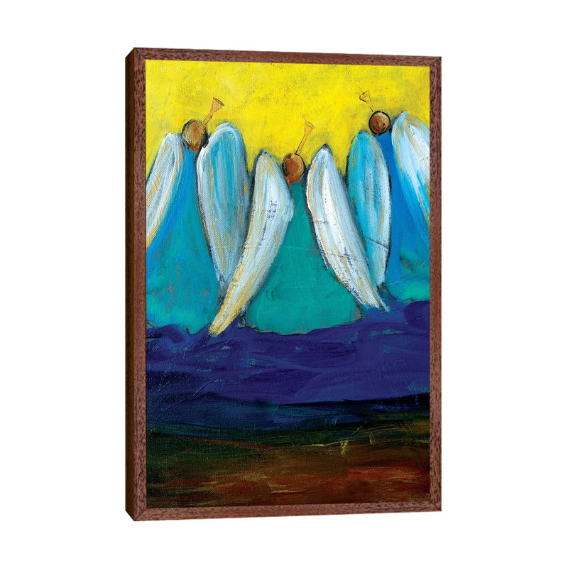 Three Trumpeting Angels by Robin Maria - Print on Canvas, 152.5 cm H x 101.5 cm W, Classic Wood Framed