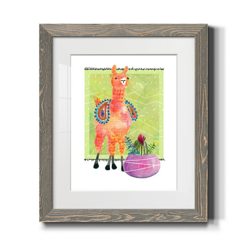 «Lovely Llama I», reproduction d'art sur papier encadré, H 20 po x l 17 po x P 1,5 po, gris