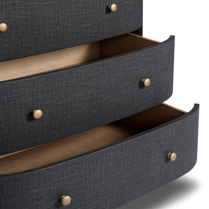 Amelia Chest-Ivory Painted Linen, Black Linen