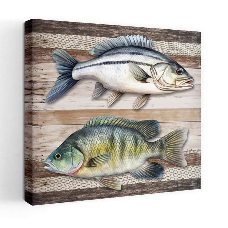 Lake Life Fish Contemporary Nature Art, 18" H x 18" W