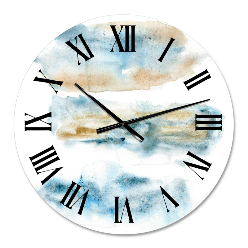 Abstrait de nuages bleu foncé III - horloge murale moderne, Petit