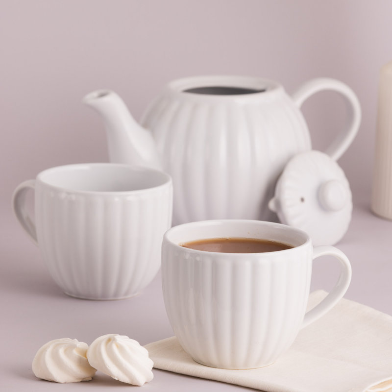 Théière et tasses Duckegg, Blanc