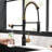 Black And Gold Kitchen Drinking Water Faucet - Purifier With Pull Down Filter Easy To Install Yourself Modern Tap In Color Elegant Appearance