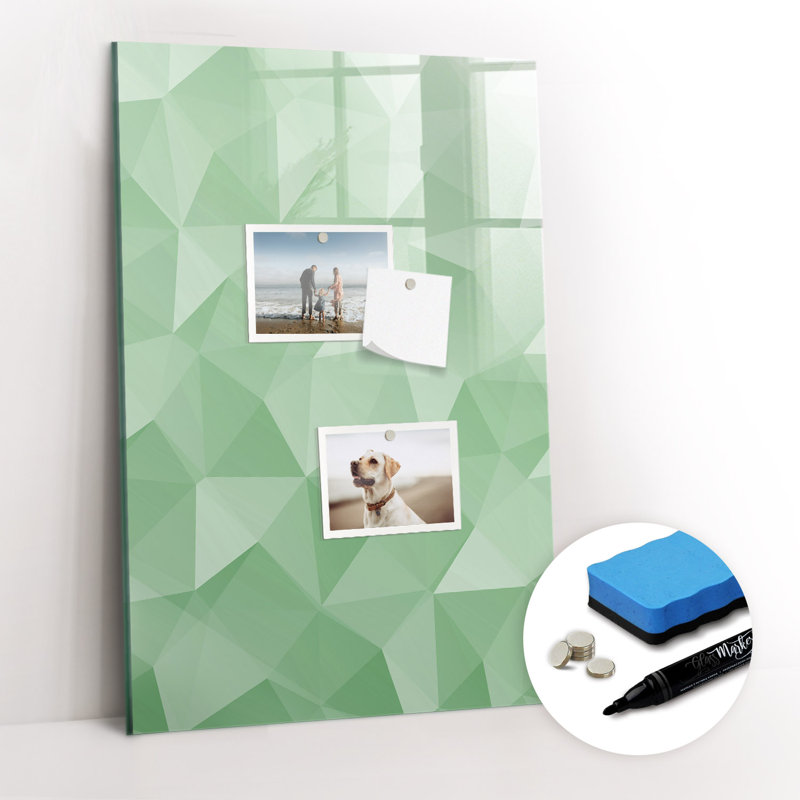Magnetic Memo Board Whiteboard - 40 x 60cm - Includes Marker and Magnets - Triangles abstraction