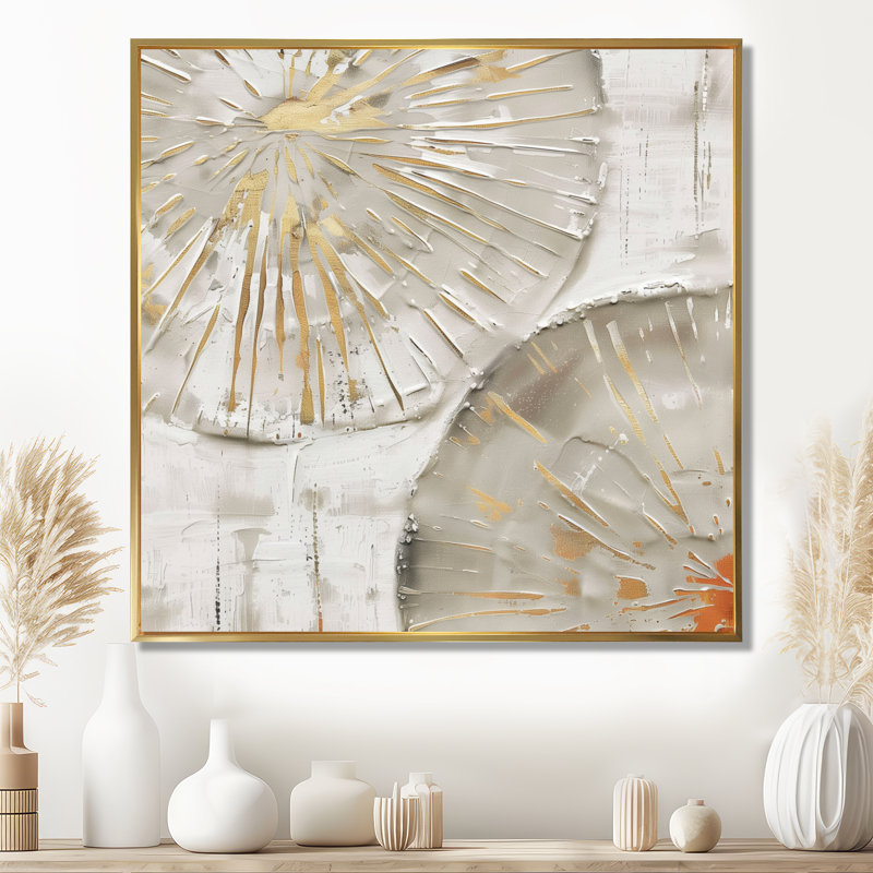 Beige boho bohémien mandala en spirale II - Boho mosaïque murale, Cadre flottant doré, H 30 po x l 30 po