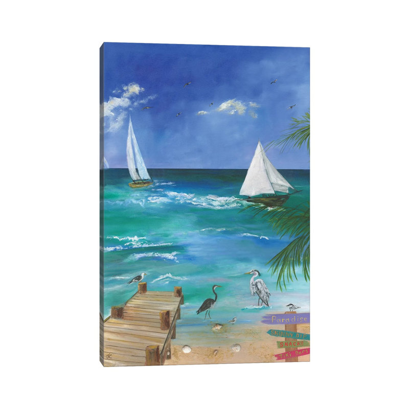 Fun Filled Beach I by Jan Cole - Wrapped Canvas Painting, 20.32 cm H x 30.48 cm W