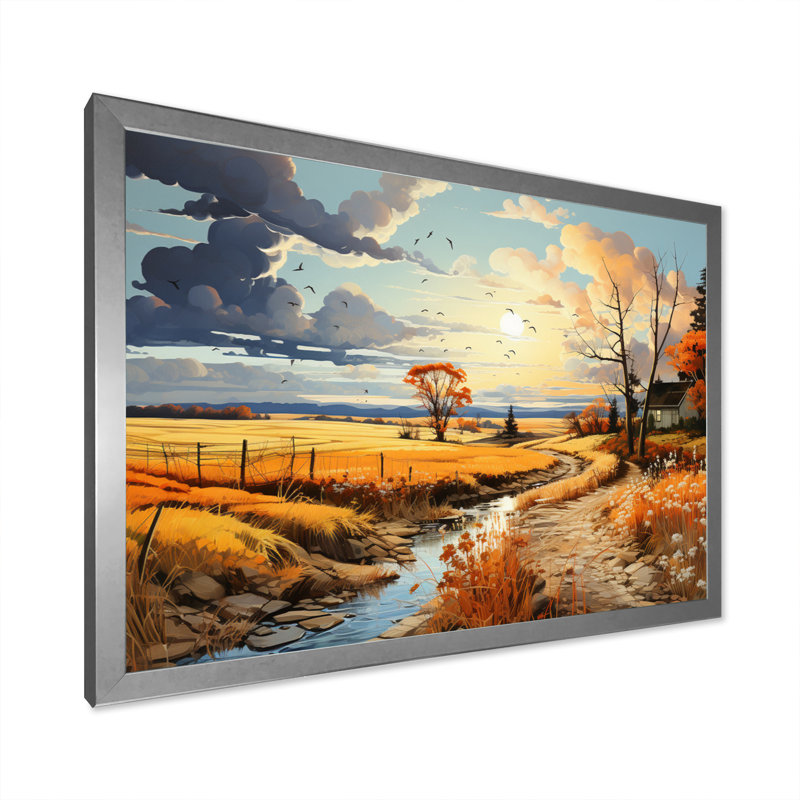 Ciel de tranquillité III sur toile, Cadre simple argenté, H 24 po x l 32 po x P 1 po