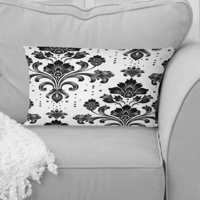 Coussin lombaire noir traditionnel damassé Tradition I