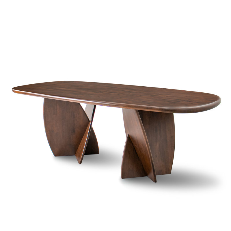 Rozella Oval Solid Wood Dining Table With Sculptural Double Pedestal