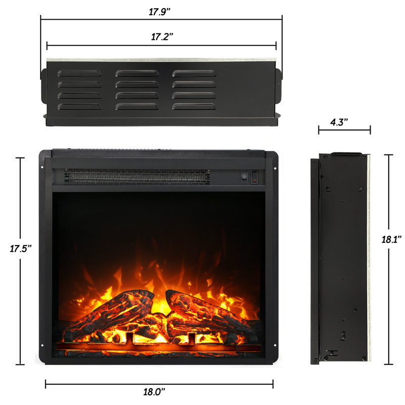 Scarlett 18" Electric Fireplace, Linear Wall Fireplace With Thermostat, Recessed In-Wall With Heater, Small Electric Stove For Bedroom And Office, 1400W