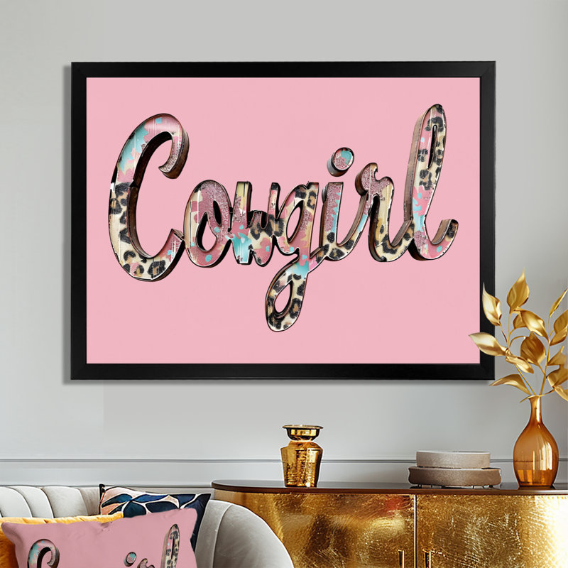 Cowgirl - Cowgirls, art mural, H 12 po x l 20 po x P 1 po, Toile encadrée noire simple