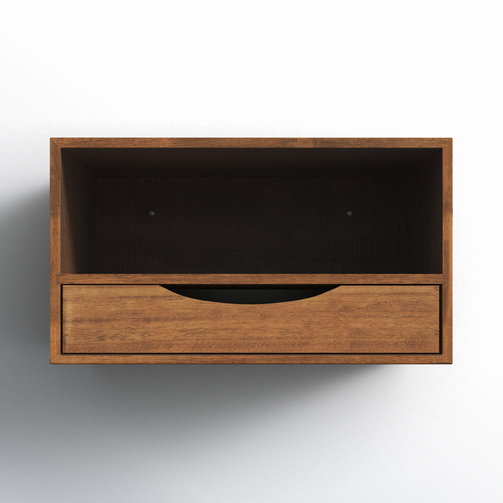 Adeana Poplar Solid Wood Floating Shelf with Drawer, Rustic Brown