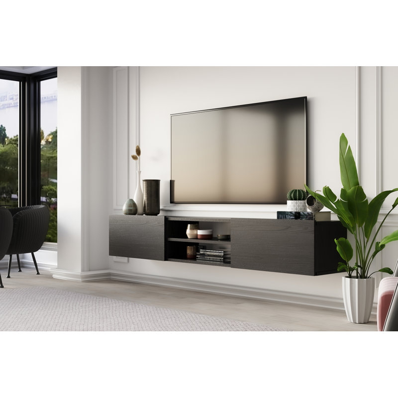 Crédence de rangement 70,8 W Hatun, Noir mat