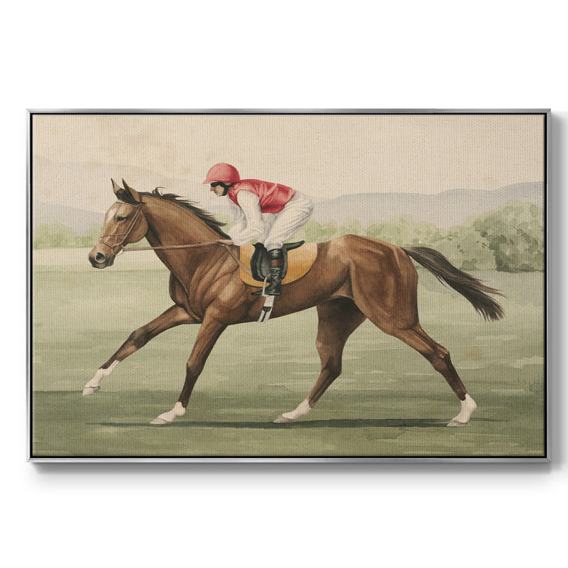 "Vintage Equitation I", reproduction d'art sur toile, Argent, H 17 po x l 25 po x P 2 po