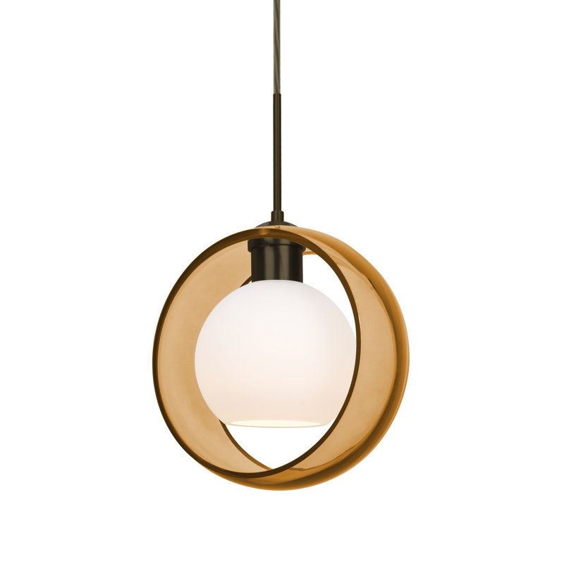 Luminaire suspendu géométrique 1 lumières simple Spigner, Transparent, Bronze