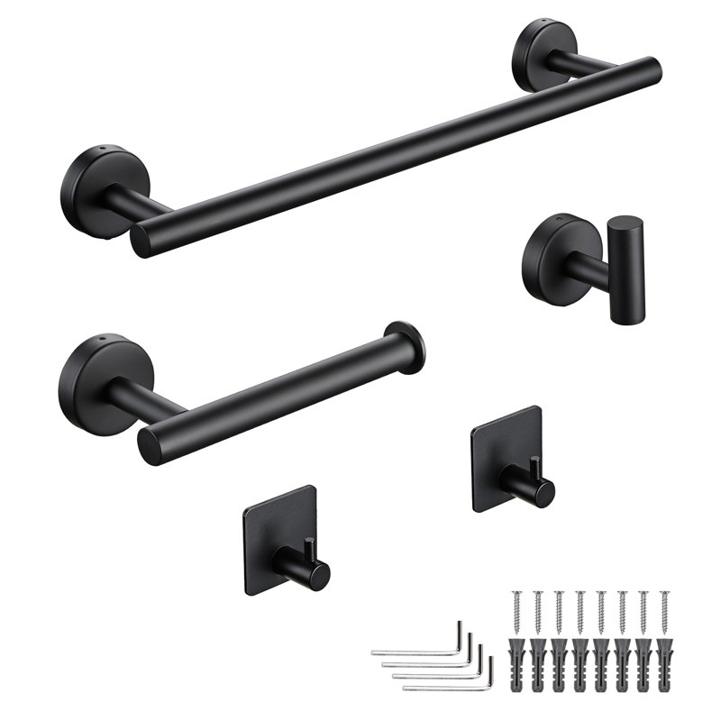 Ensemble de quincaillerie de salle de bain 5 pièces, Noir