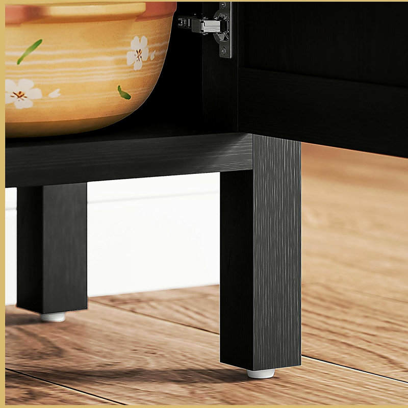 Coffee Bar Cabinet with Adjustable Shelf, Buffet Cabinet with Storage, Distressed Black