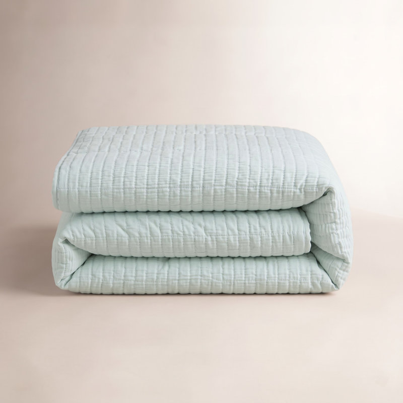 Boyfriend Matelasse Coverlet, Queen Coverlet, Sky