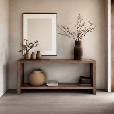 Retro Minimalist Solid Wood Console Table