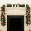 Guirlande de Noël artificielle 6 pi avec pommes de pin, baies rouges et boules, décorations de Noël pour escalier de manteau de cheminée