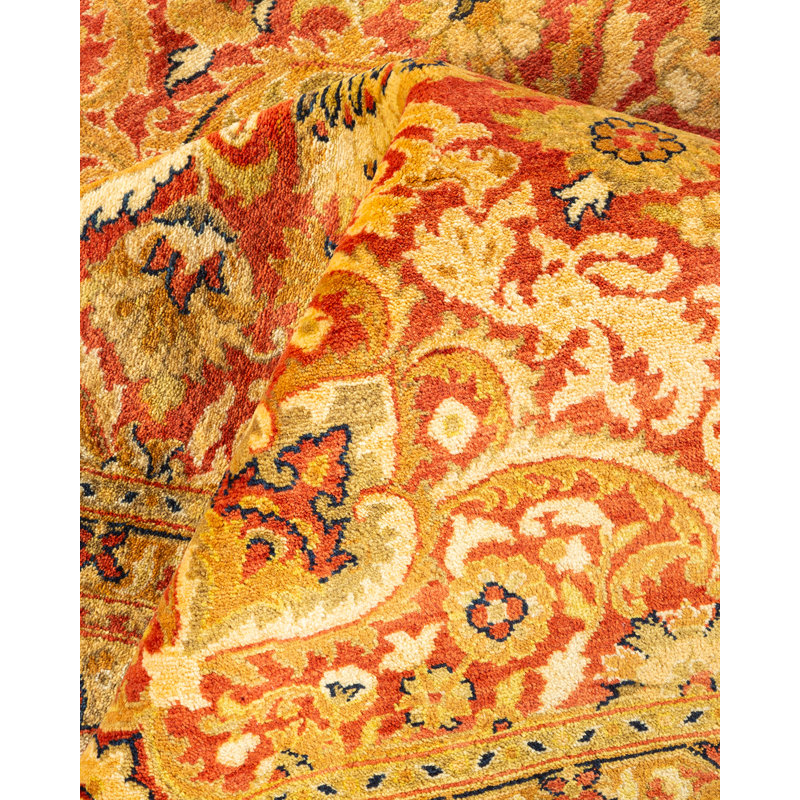 Tapis unique noué à la main Catrine - orange, 6 pi 2 po x 8 pi 8 po Catrine