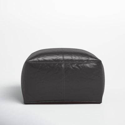 Emily 22" Genuine Leather Square Pouf Ottoman by Joss & Main