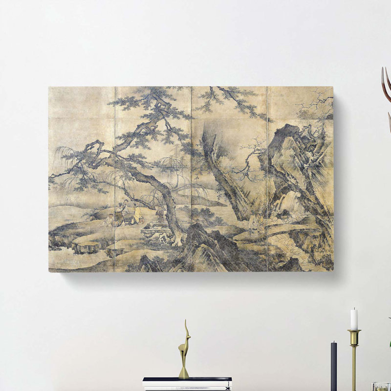 Four Accomplishments Vol.2 by Kano Motonobu - Wrapped Canvas, 35cm H x 50cm W x 3cm D