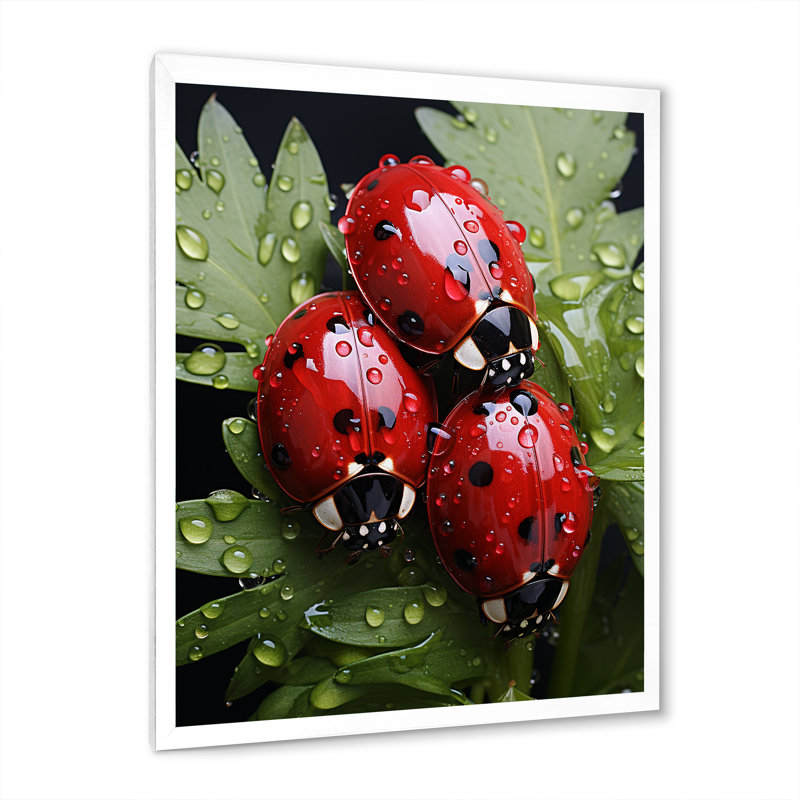 Tiny Ladybug Garden Guardians sur impression sur toile, Cadre simple blanc, H 32 po x l 16 po x P 1 po
