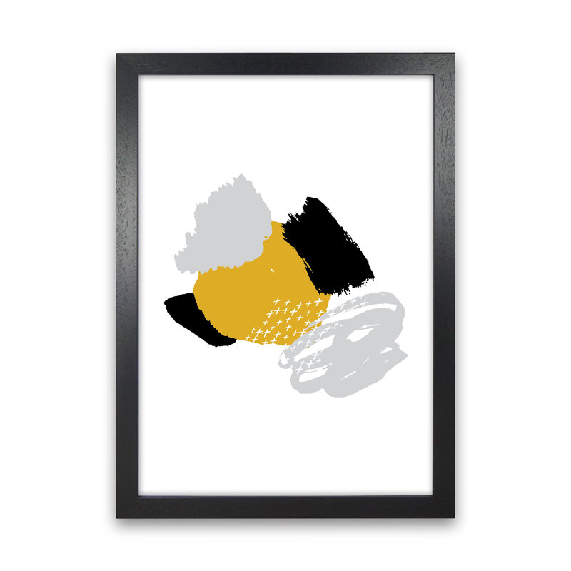 Mismatch Mustard And Black - Print, Black Framed, 29.7cm H x 21cm W x 3cm D
