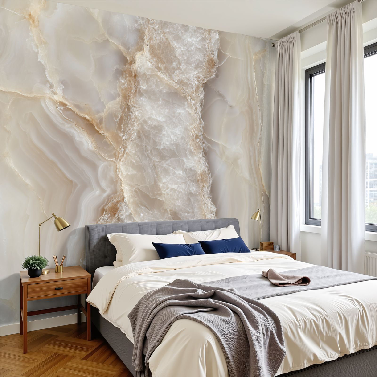 Red Barrel Studio® Marble Peel and Stick Wallpaper Elegant Beige White ...