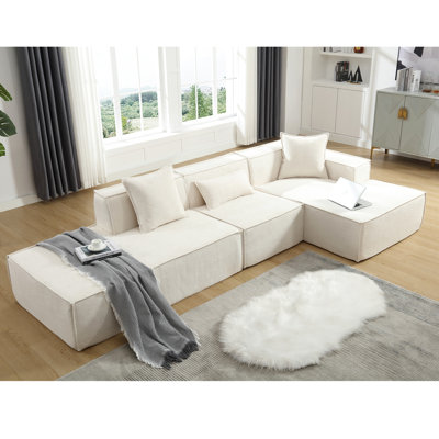 L-Shaped Sectional - Beige, Spacious And Stylish For Living Areas Contemporary Comfortable Your Home