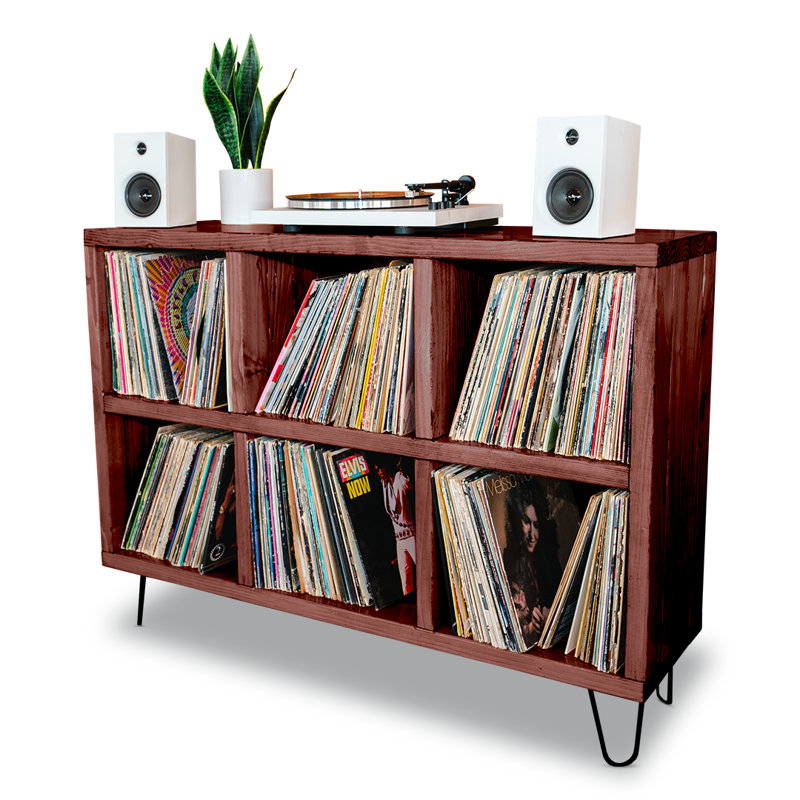 Rangement de 6 disques vinyles, Miel, H 36,5 po x l 40 po x P 14 po