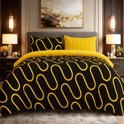 Microfiber Geometric Shapes Duvet Cover Set