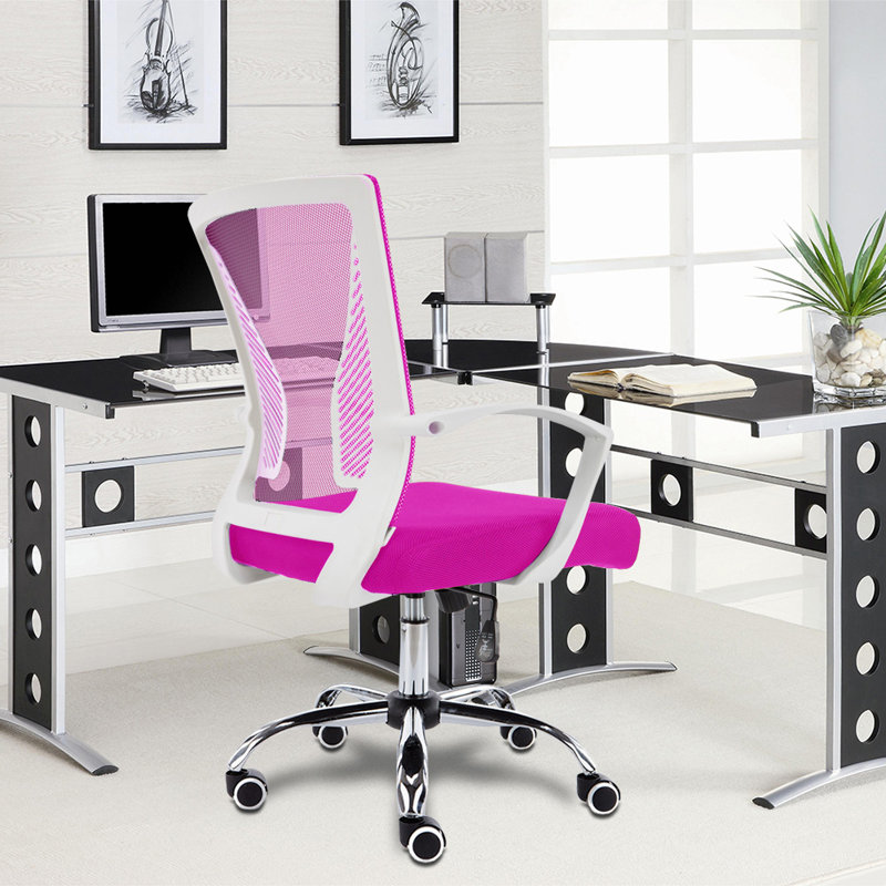 Mashea Mesh Task Chair, White, Pink