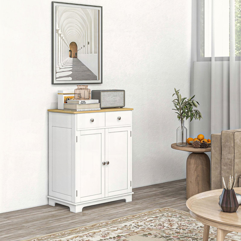 Compact Sideboard with Solid Wood Top