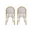Ensemble de 2 chaises d'extérieur en rotin PE et aluminium, finition gris et blanc, et bambou